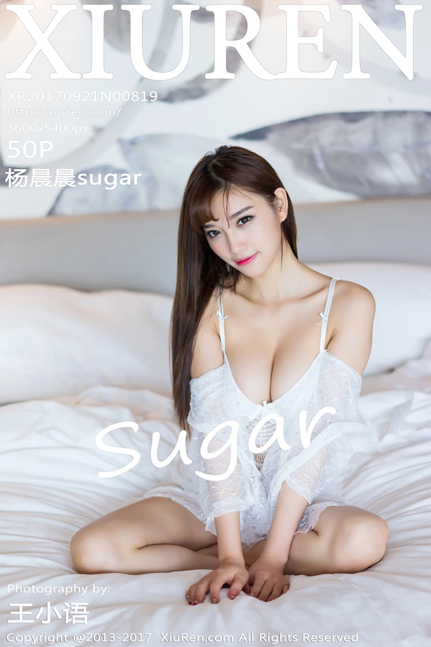 [XiuRen秀人网]No.819_甜美女神杨晨晨sugar居家床上白色蕾丝内衣甜美诱惑写真50P-秀人网 - XiuRen.Pro